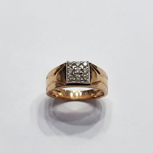 Gentleman's Rose Gold Lab Grown Diamond <b>Ring</b> with <b>Man</b>-Made Diamonds Elegant Gold Diamond <b>Ring</b> - Product Image 2