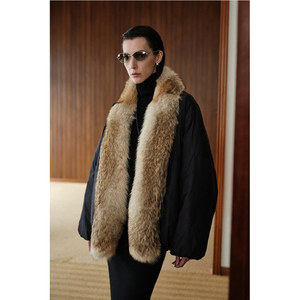 Nuova giacca da <span class=keywords><strong>donna</strong></span> autunno inverno unica giacca da <span class=keywords><strong>donna</strong></span> Cardigan Outwear colore Patchwork spesso caldo e caldo cappotto gonfio in pelliccia di lupo - Product Image 2