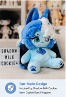 Peluche douce en coton de 20 cm de Shadow Milk Cookie de Cookie Run Kingdom - Collection limitée faite par les fans - Cadeau en peluche