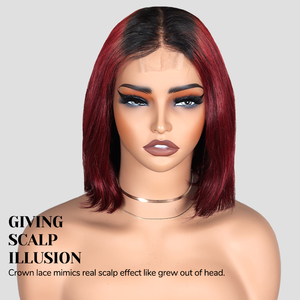 Parrucca da 2x6 in pizzo Color T1B99J dritta, parrucca nera nera dai capelli umani, parrucca da <span class=keywords><strong>donna</strong></span> alla moda con parte realistica - Product Image 2