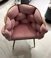 Magnifique Chaise de Salle à Manger et de Salon Moderne Rose de Luxe, pour Coiffeuse, avec Pieds en Métal Doré