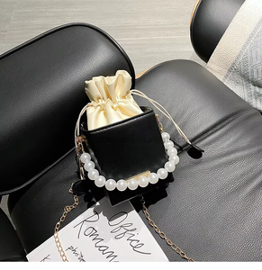 New Arrivals Women Handle Crossbody Purse Box <b>Handbags</b> Pearl <b>Chain</b> Top Handle Bucket Bag - Product Image 6