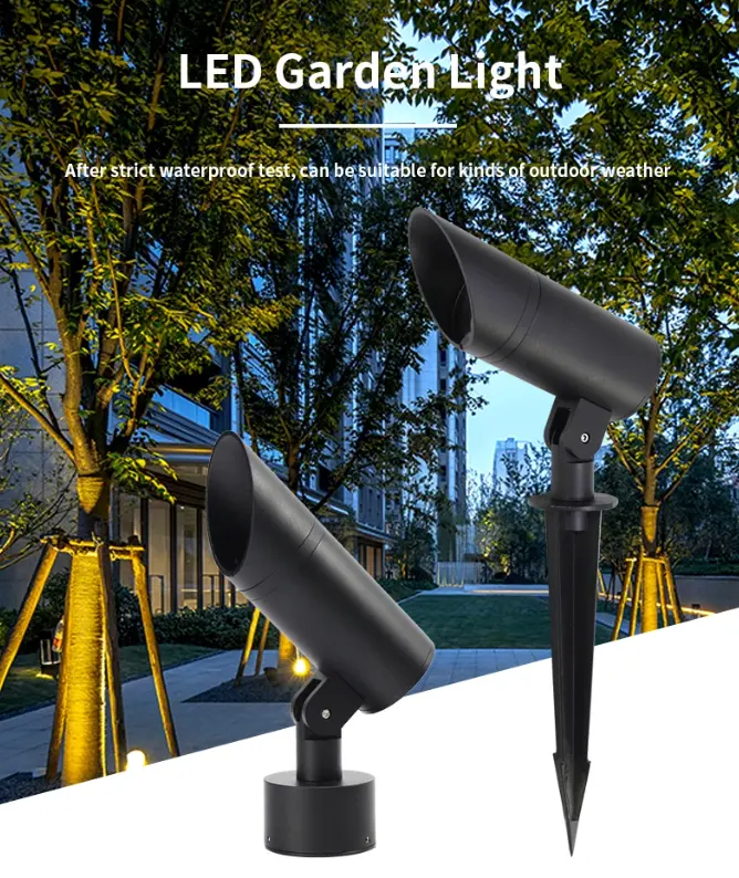 Alüminyum konut 10W 15W 20W 30W COB LED bahçe spot bahçe ışığı açık IP66 LED ağaç ışık peyzaj ışığı başak ile
