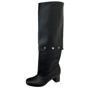 Botas Altas de Mujer Estilo Western con Tacón Grueso, Ajuste Ceñido, Tachonadas, Punta Redonda Desmontable, Hasta la Rodilla, Sin Cordones, de Doble Uso, Botas de Tacón Alto - Product Image 1