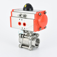 Válvula de Bola de Acero Inoxidable de Grado Sanitario DN50 Q611F-16P, Neumática, Roscada, Personalizable OEM, Marca HAOYE para Procesamiento de Alimentos