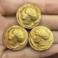 Pièce de monnaie en laiton plaqué or de style grec-romain antique, avec portrait en relief double face, objet de collection, décoration artistique, cadeau
