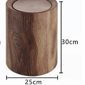 16L Dual-Layer Large Outdoor Trash Can Household Wood Grain <strong>Plastic</strong> Garbage <strong>Bin</strong> Rocking <strong>Lid</strong> for Living Room Kitchen Bathroom - Product Image 6