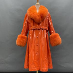 <span class=keywords><strong>Trench</strong></span> donna in vera pelliccia di alta qualità con finiture lunghe in pelliccia - Product Image 3