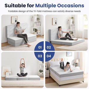 Colchón Plegable de Espuma Viscoelástica de 6 Pulgadas Tamaño Queen - Funda Transpirable y Lavable, <span class=keywords><strong>Cama</strong></span> Portátil para Invitados, Uso Escolar, Moderno - Product Image 2