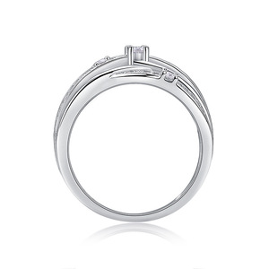 Anello di Diamanti T0899 in Oro Bianco, Gioiello da Donna per Fidanzamento con Diamante Naturale Taglio Brillante Rotondo Colore G - Product Image 5