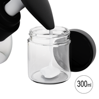 Toples Kaca Bulat Hitam Berkualitas Tinggi 10Oz 300Ml dengan Tutup Plastik Multifungsi Tahan Anak INNORHINO CGC01A00013 untuk Makanan Lainnya