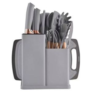 Ensemble d'ustensiles de cuisine personnalisés 2025, nouveau style, 19 pièces, ustensiles de cuisine noirs, verts, roses, gris, ustensiles de cuisine en silicone - Product Image 1