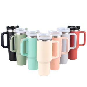 Vaso Térmico Premium de 40oz con Asa, Taza de Viaje de Acero Inoxidable de Doble Pared con Aislamiento al Vacío, Reutilizable para Café y Vino, Incluye S - Product Image 1