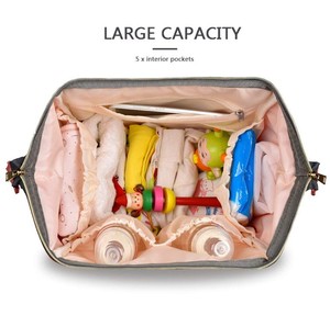 Zaino per pannolini per mamma, <span class=keywords><strong>borsa</strong></span> per pannolini impermeabile con ganci per passeggino zaino - Product Image 5