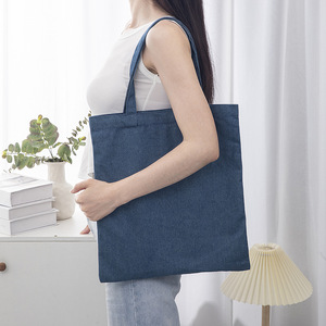 Sac Denim à la main lavé pur nouveau sac unique en toile à bandoulière vente directe d'usine sac denim en coton à la mode simple - Product Image 5