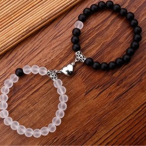 2個の磁気カップルブレスレット距離マッチング関係ビーズ友情宝石セットカップルのための心に心のブレスレット - Product Image 4