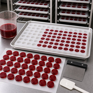 TH Round Coin Silicone Gummy Mold Half Sheet Pan Scraper Tray <b>Set</b> Vitamin Supplement Food Grade Functional Gummy Candy Wholesale - Product Image 6