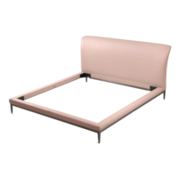 Italienisches Minimalistisches Gestepptes Lederbett mit Liegefunktion, Schlankem Metallgestell und Moderner Luxus-Polsterung für Villa-Schlafzimmer