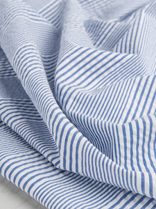 Kết cấu sọc bông shirting-chàm + trắng - Product Image 4