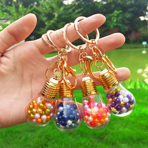Bead Keychain Into The Bulb Floating Bottle Design Men And Women Bags Cell Phone Pendant Charm Ready To Ship