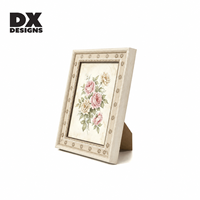 Cadre photo vintage crème DX Designs 4x6 5x7 8x10 pouces, cadre photo en MDF à fleurs en relief pour la décoration de la maison, du bureau ou de la table