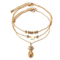 Pulseras de cadena en capas delicadas chapadas en oro de 14 quilates, brazalete bonito ajustable, conjunto de pulseras de eslabones