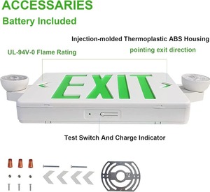 UL-Listed USA Stock Green Two <strong>LED</strong> Emergency <strong>Exit</strong> Lights Adjustable Head Battery Backup Dual <strong>LED</strong> <strong>Lamp</strong> ABS Fire Resistance - Product Image 6