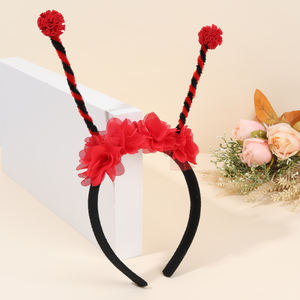 Bandeau de cheveux en forme d'abeille et de <span class=keywords><strong>coccinelle</strong></span> de dessin animé chinois avec longues antennes, bandeau uni, couronne de fleurs pour filles, enfants, accessoires de cosplay - Product Image 1