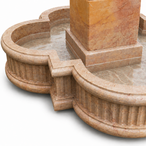 Fuente de Jardín para Exteriores con Esculturas de Figuras Clásicas y Fuente de Agua para Plaza, en Madera Amarilla y Mármol - Product Image 4