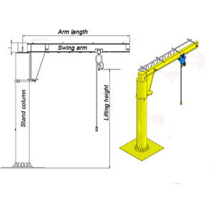 La grue à flèche pivotante sur colonne portative Huagong la plus populaire, de 0,5 à 20 tonnes, 1 tonne, à montage au sol - Product Image 6