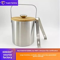 Seau à glace double paroi en acier inoxydable pour bars, discothèques, usage commercial, idéal pour la bière et le vin rouge, avec poignée droite