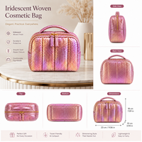 Trousse de Maquillage Portable en PU, Design Élégant et Uni, Idéale pour les Nettoyants Visage