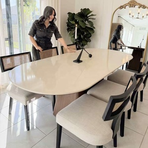 Ultimo Design di Arredamento per Sala da Pranzo in Stile Italiano, Set Tavolo Rotondo in Marmo Bianco con Sedie con Struttura in <span class=keywords><strong>Legno</strong></span> - Product Image 6