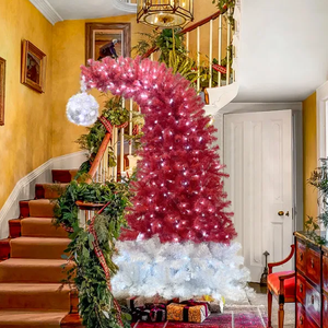 FCJ 6FT incernierato abete artificiale albero di natale pieghevole cappello di Babbo Natale stile 1250 rami punte 300 luci a LED per decorazioni natalizie