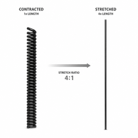 Cable Retráctil en Espiral JUFENG-22AWG-6C con Conductor de Cobre, Aislamiento de PVC, Revestimiento de PUR, Doble Blindaje IP67 para Instrumentación