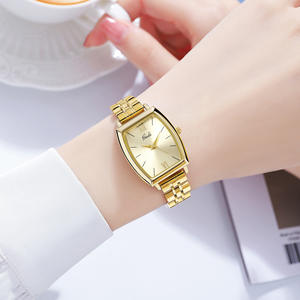 Montre élégante pour femme, niche rétro, montre-bracelet en acier inoxydable de forme tonneau, quartz - Product Image 2