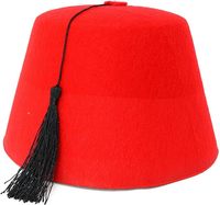 Sombrero de Fez rojo árabe-Accesorio de disfraz marroquí Sombreros de Fez con borla negra
