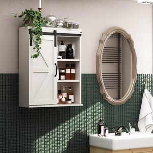 CF Sliding Barn Door Adjustable Shelf Wood Wall Storage Bathroom <strong>Cabinet</strong> Rustic 3-Tier <strong>Vintage</strong> <strong>Medicine</strong> <strong>Cabinet</strong> - Product Image 2