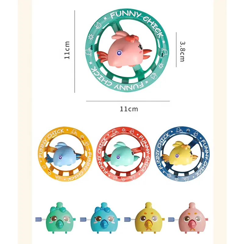 Günstige Bulk Sale Spaß Spielzeug Kinder Cartoon Uhrwerk Spielzeug Huhn Aufziehen Plastiks pielzeug mit Kreisen Design
