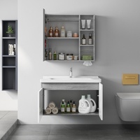 Nouvelle Armoire de Salle de Bain et de Chambre Moderne de Style Ferme de Luxe Léger avec Miroir Intelligent, Rangement Latéral sous Évier, et Meuble-Lavabo en PVC Anti-Humidité