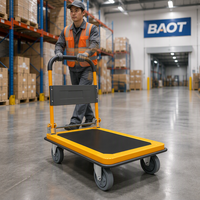 Chariot à plateforme 4 roues pliable avec poignée, robuste et portable, chariot à main à plateau plat, OEM pour la manutention de marchandises à domicile et en entrepôt