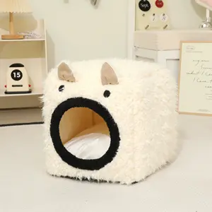 Plüsch Flauschiges rundes Katzen bett mit <span class=keywords><strong>Hood</strong></span> Cosy Cave für Indoor-Katzen oder kleine Hunde - Product Image 5