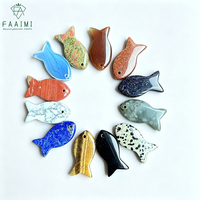 Collier Pendentif Poisson en Pierre Naturelle, Création de Bijoux, Cristal Améthyste, Œil de Tigre, Pendentif Animal en Cristal