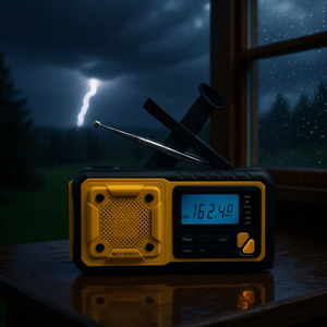 Radio d'urgence portable Emerson AM/FM avec bande météo, écran LCD, batterie rechargeable, fonction de banque d'alimentation et lampe torche - Product Image 2