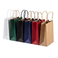 Sac de shopping en papier kraft avec logo personnalisé, poignée, emballage cadeau, recyclé, luxe, noir, brun, blanc, pour bougies et travaux manuels