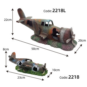 Decoración de Acuario de Avión Dañado, Adorno de Resina de Avión Hundiéndose con Cueva Escondida, Tengible Naufragio Submarino de Avión - Product Image 3