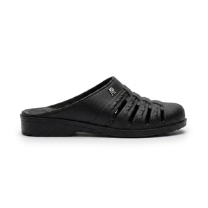 Mules de Cuero Genuino AP, Punta Cerrada, Sin Cordones, Transpirables, Sandalias Casuales, Suela de Goma, Entresuela de EVA, Todas las Temporadas, Color Negro Sólido - Product Image 1