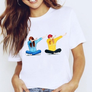 T-<span class=keywords><strong>shirt</strong></span> Personalizzata da Donna con Stampa Cartoon Mamma Figlio Figlia, Maglietta Casual da Donna con Grafica Femminile - Product Image 5