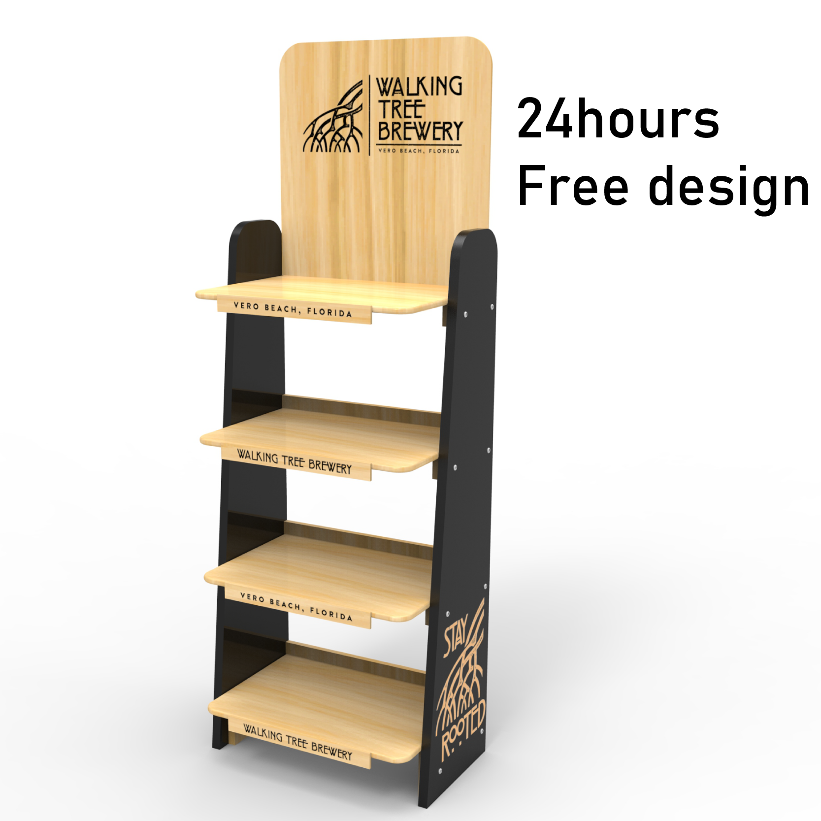 Customizable Store Wood Display Rack for Displaying Beer Laminated Shelves — view 2