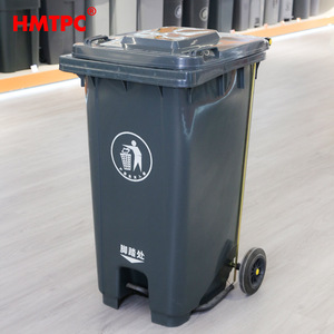 Outdoor Plastic Trash Can 240L Pedal Operated With <b>Wheels</b> Rectangular HDPE <b>Bin</b> For Street And Community Use - Product Image 3